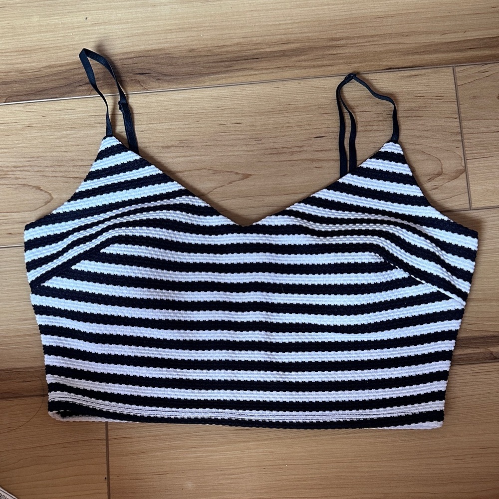 Striped Black and White Women's Crop Top